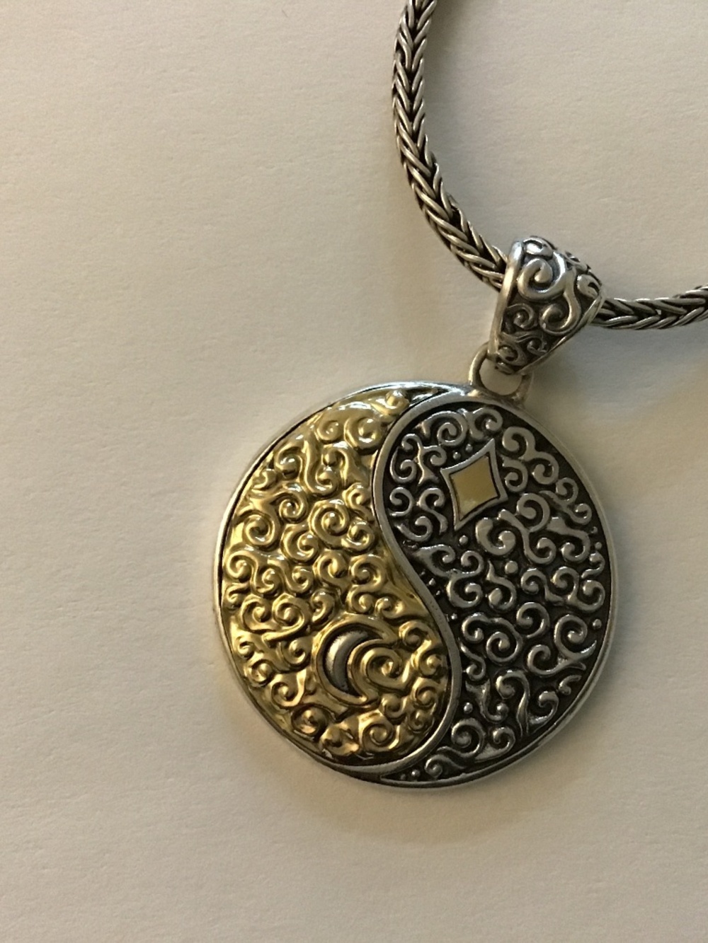 Yin & Yang pendant 18k / 925 & Sterling necklace . Unisex